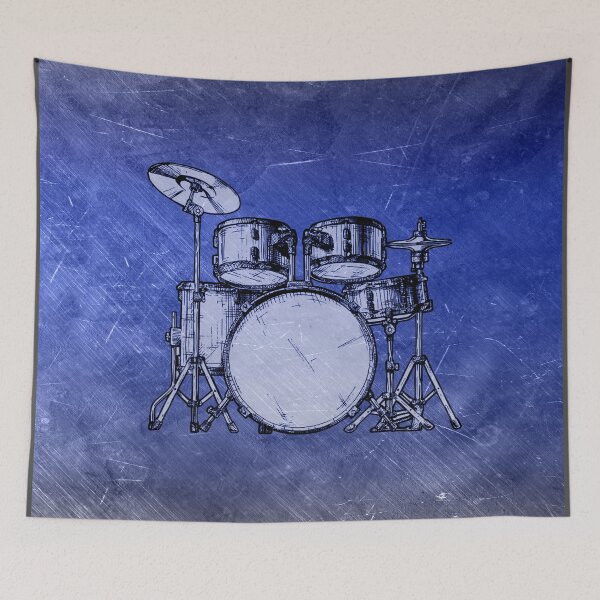 Item preview, JUST DRUM - blue on  scratched background - digital paint by Iona Art Digital designed and sold by IonaArtDigital.