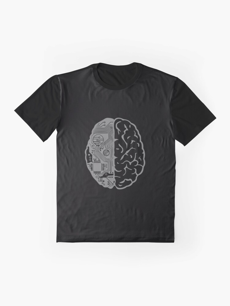 Alternate view of Coding Brain in Grey Graphic T-Shirt
