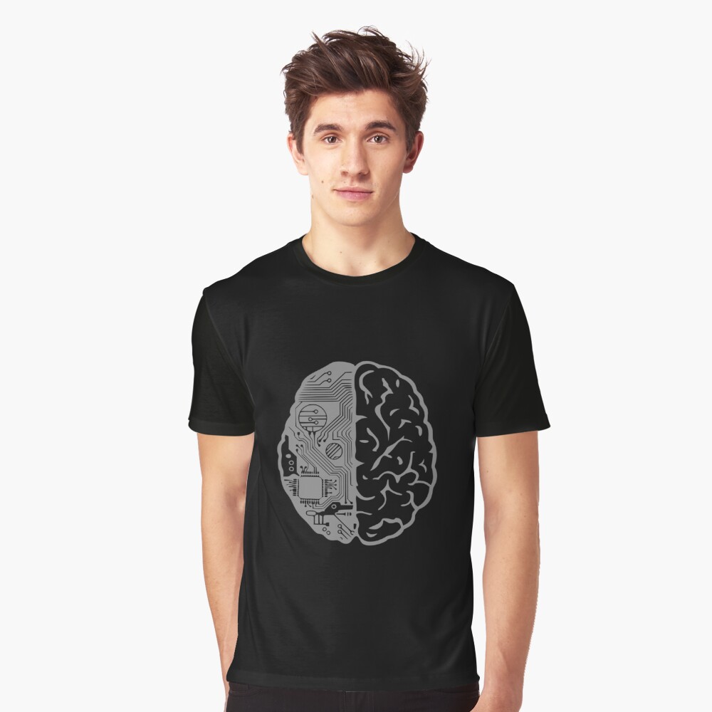 Coding Brain in Grey Graphic T-Shirt