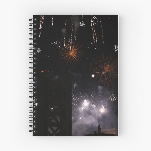 Item preview, New Year's On The Bridge - Silver and Orange Fireworks  designed and sold by LemonsandInk.