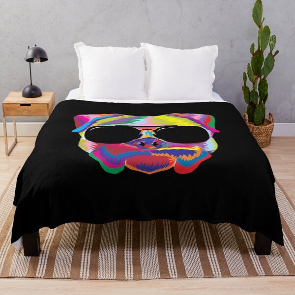 Item preview, Psychedelic Pug Dog Face with Sunglasses designed and sold by phoxydesign.