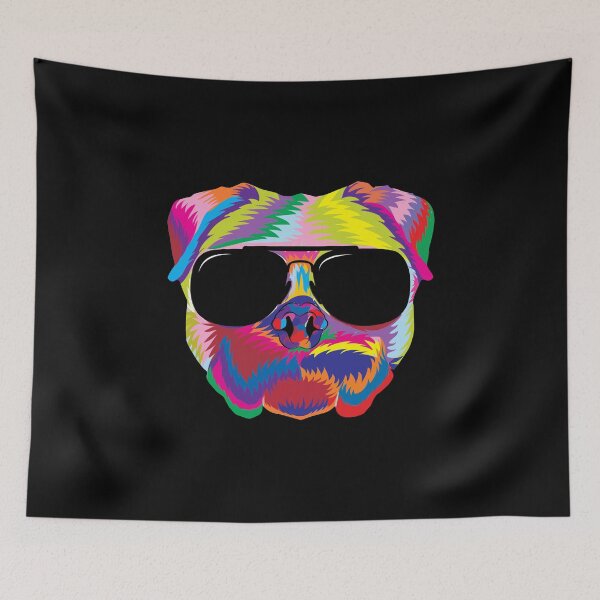 Item preview, Psychedelic Pug Dog Face with Sunglasses designed and sold by phoxydesign.