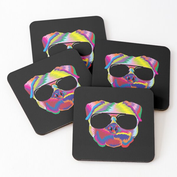 Item preview, Psychedelic Pug Dog Face with Sunglasses designed and sold by phoxydesign.