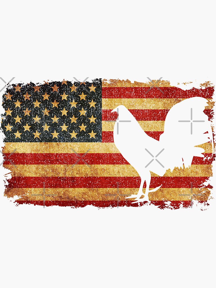 US Flag Cock Fight Game Fowl Sticker for Sale by Daily Grind 19