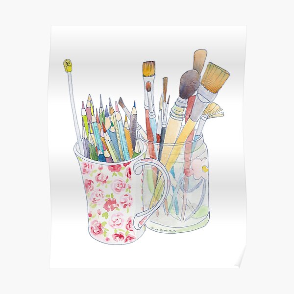 Art Tools: pencils and brushes Poster