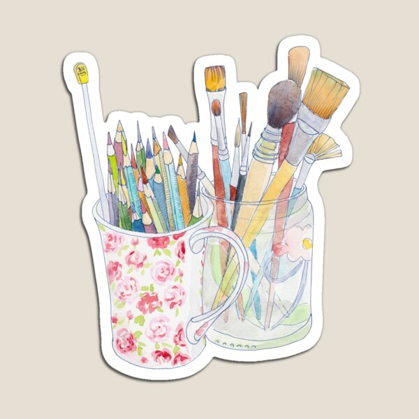 Outils artistiques: crayons et pinceaux Magnet