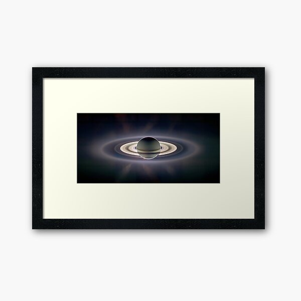 Saturn.  Taken with the sun illuminating Saturn from behind, wonderfully highlighting the rings. Framed Art Print