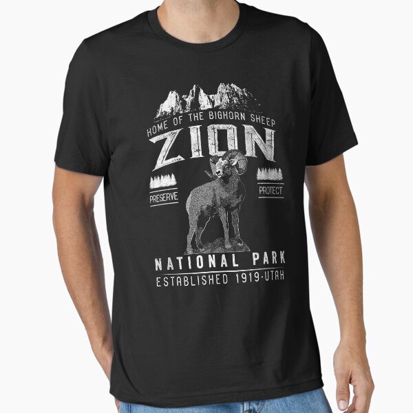 Vista previa del artículo con la obra «Vintage Zion Big Horn Camisa Hombre y Mujer Camiseta», diseñado y vendido por Daily Grind 19.
