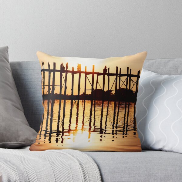 Item preview, Silhouette of People on Long Wooden Bridge in Mandalay, Burma designed and sold by visualspectrum.