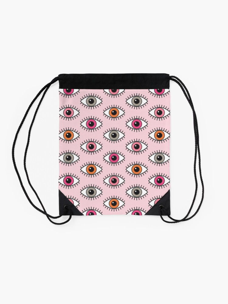 Alternate view of Eyes Wide Open - in Pastel Pinks Drawstring Bag