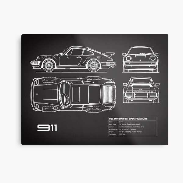 911 Turbo Blueprint Metal Print