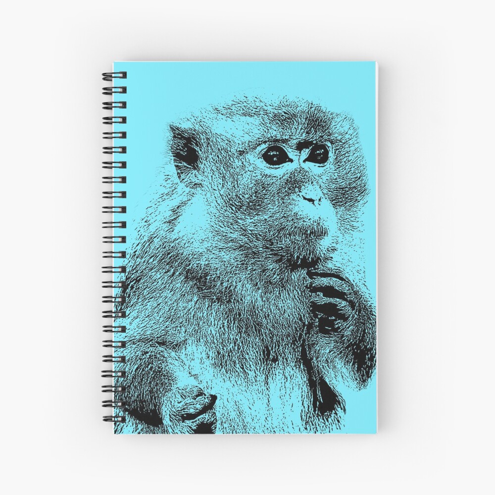 Monkey business of eating on sky blue Spiral Notebook