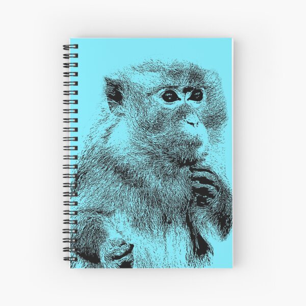 Monkey business of eating on sky blue Spiral Notebook