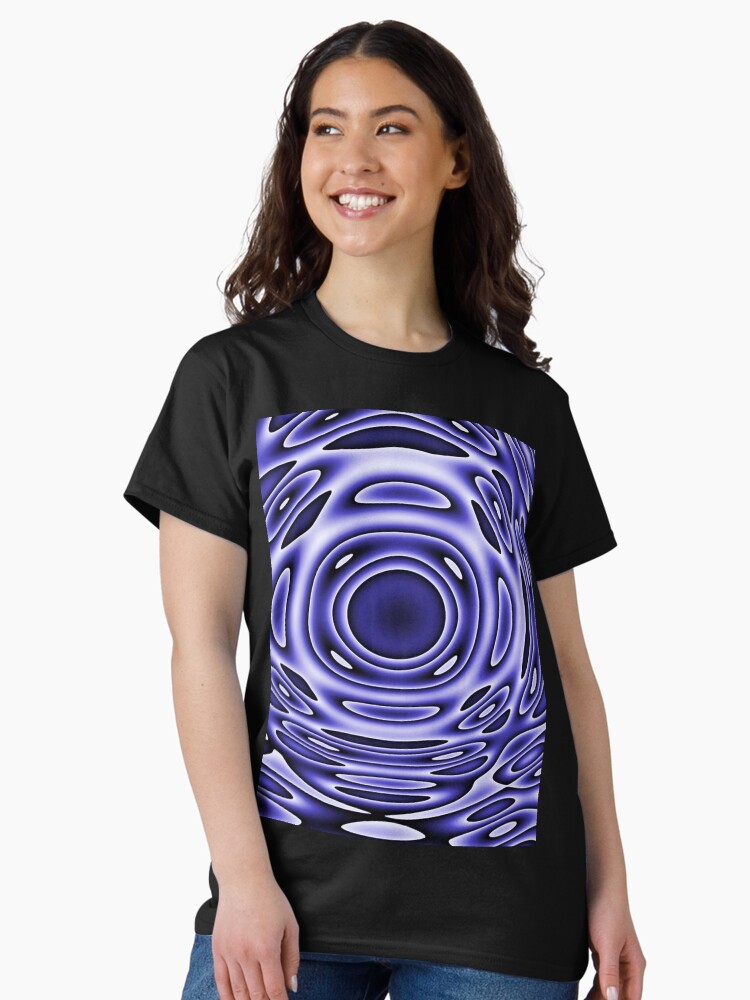 Thumbnail 2 of 7, Classic T-Shirt, Psychodelia Purple Black and White Groovy Art - Trippy Gift designed and sold by OneDayArt.