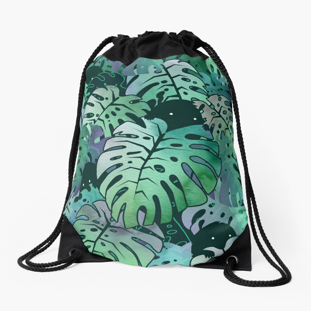 Monstera Monsters Drawstring Bag