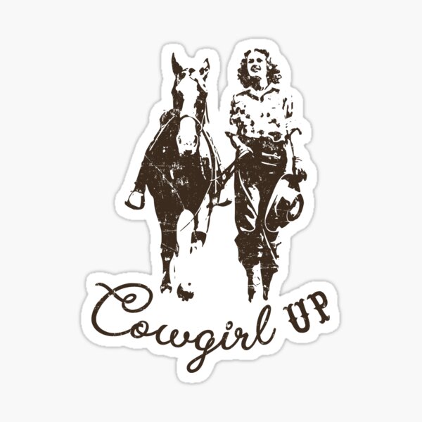 Cowboy Up Western Cowboy Cowgirl Graphic Tee T shirt Sticker