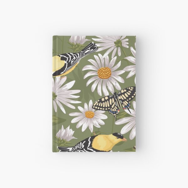 Goldfinches and White Asters Hardcover Journal