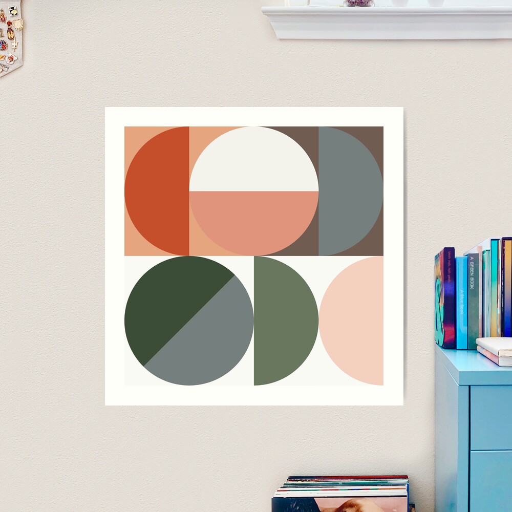 Beautiful Rare Mid-century Modern Pastel Colors GEOMETRIC SHAPES