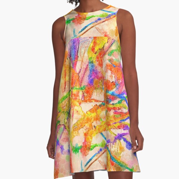Orange Crushed A-Line Dress
