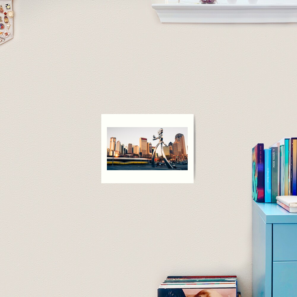 Walking Tall Traveling Man - Dallas Texas Skyline Poster