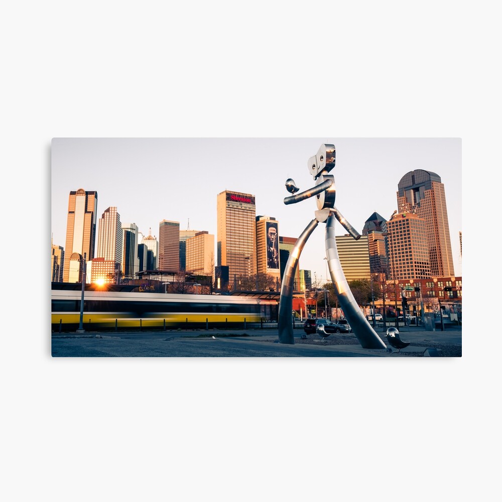 Walking Tall Traveling Man - Dallas Texas Skyline Poster
