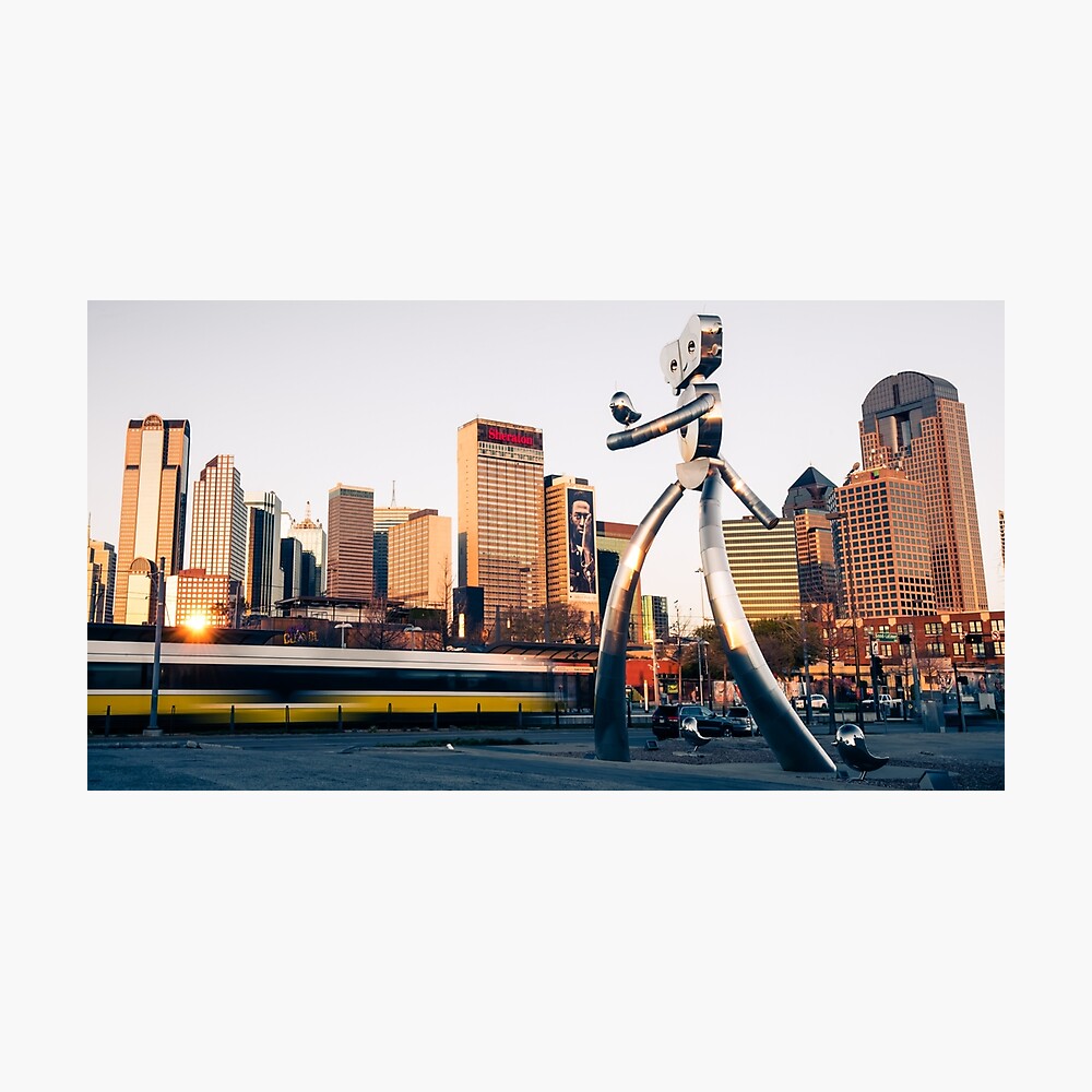 Walking Tall Traveling Man - Dallas Texas Skyline Poster