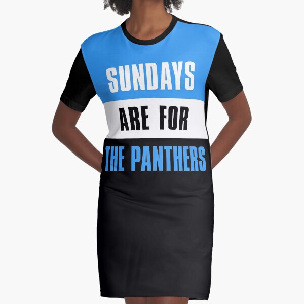 Carolina Panthers Women V-Neck T-shirt Dress Skirt Loose Short Sleeve  Sundress