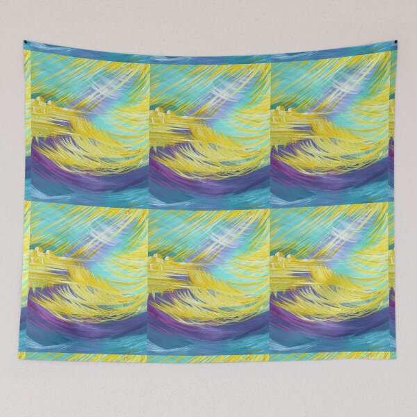 Item preview, Christian Spiritual Acrylic Painting Print, Heavenly Golden Yellow, Royal Purple, Aqua Marine Colors, SEATED IN HEAVENLY PLACES  designed and sold by Artist Susan  Harris.
