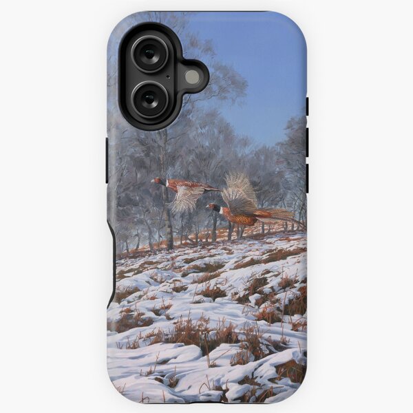 "Flushed Pheasants" - Ring-necked pheasants in flight iPhone Tough Case