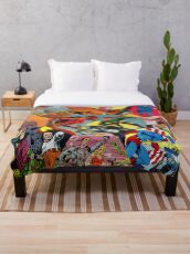 Comic Book Collage Throw Blanket