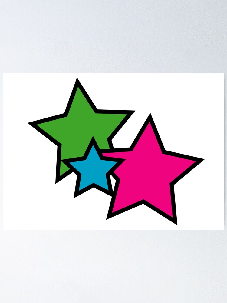 Thumbnail 2 of 3, Poster, Neon Stars Pink Black Blue Green Colorful designed and sold by ValeriesGallery.