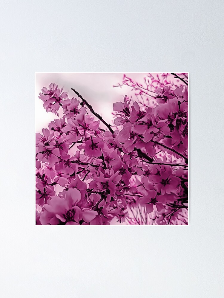 Póster «Ramas De Cerezo Ornamental Púrpura Estilizado» de miraminerva09 |  Redbubble