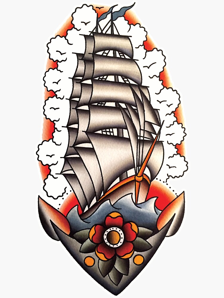 Ship & Anchor Tattoo Stencil – AbracadabraNYC