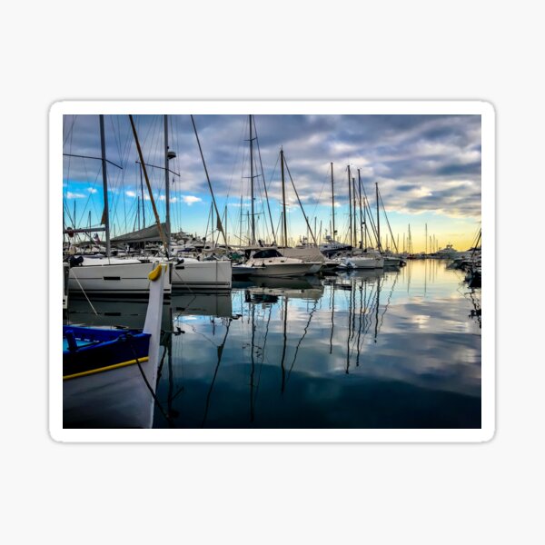 Boats in port Sticker