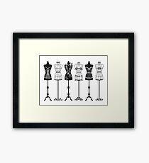 Vintage fashion mannequins silhouettes Framed Print