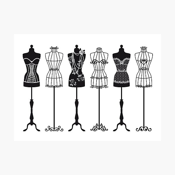Vintage fashion mannequins silhouettes Photographic Print