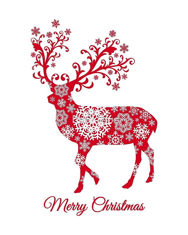 "Christmas deer with snowflakes pattern" by beakraus | Redbubble