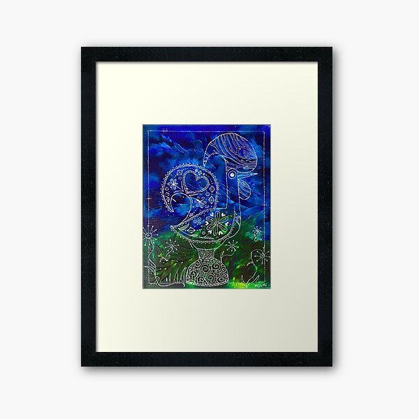 Galo de Barcelos Doodled Framed Art Print