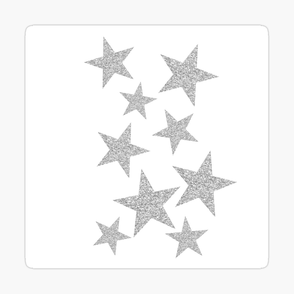 Silver Sparkle Star Stickers 3/4 Inch