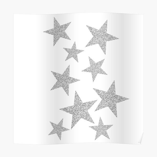 silver glitter stars Poster