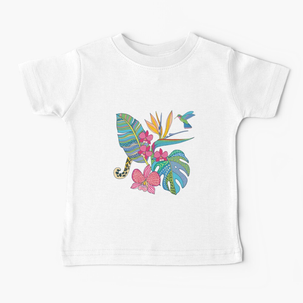 Bohemian Tropical Flowers Baby T-Shirt