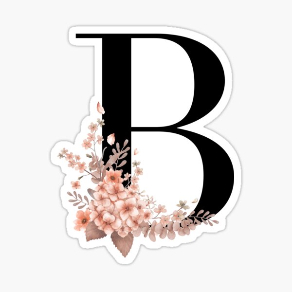 "Pink Floral Letter B" Sticker By BuffyDesign | Redbubble