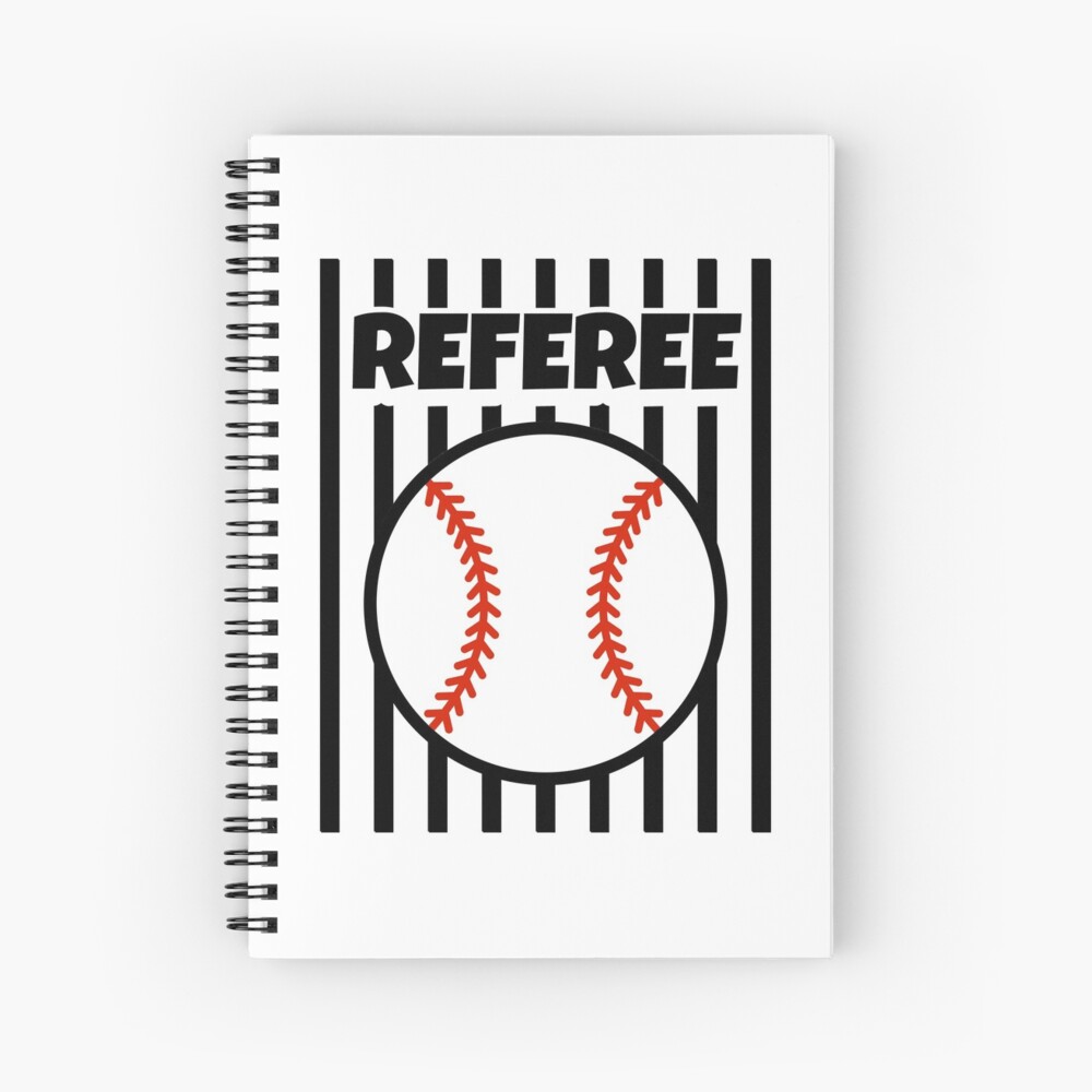 Cuaderno de espiral «Árbitro de béisbol Beisbol Ball Gear Outfit Shirt  T-shirt BLACK RED STRIPES» de we1000 | Redbubble
