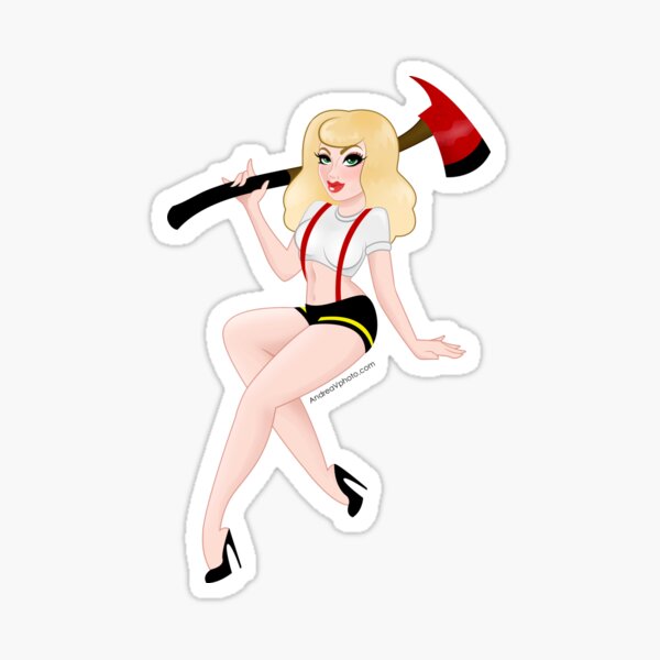 Fire girl Pin up Sticker