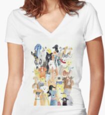 CANINE Tailliertes T-Shirt mit V-Ausschnitt