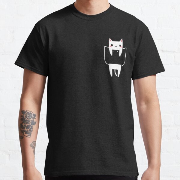 cat pocket shirt middle finger