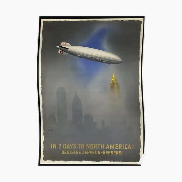 PRINT POSTER ADVERT EVENT AIRSHOW PLANE ZEPPELIN AIRSHIP PARIS FRANCE NOFL1611 
