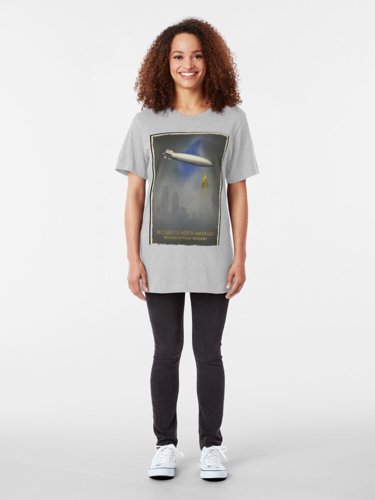 Alternate view of Zeppelin "Hindenburg" approaching Empire State Building Slim Fit T-Shirt