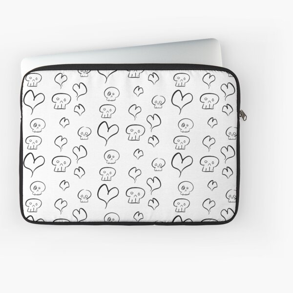 Hearts + Skulls (black on white) Laptop Sleeve