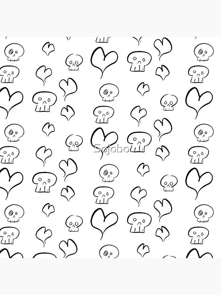 Hearts + Skulls (black on white) by Sojobo